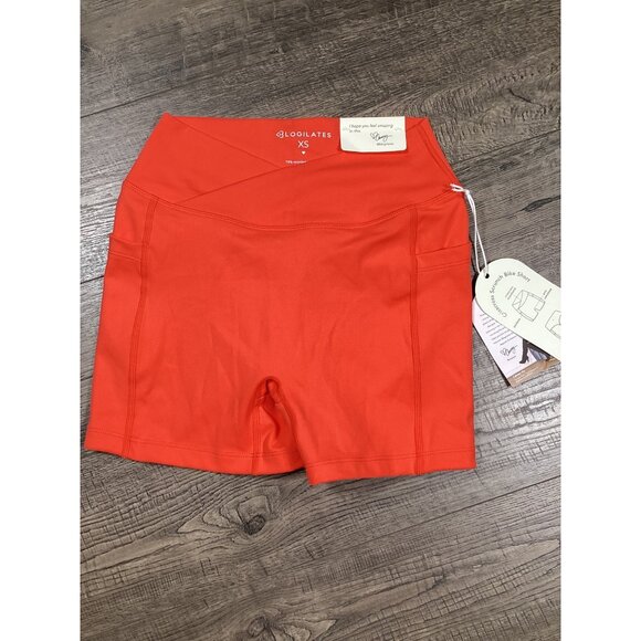 Blogilates Womens Scrunch Bike Short Spicy  Orange Crisscross Workout Size XS - Picture 1 of 7
